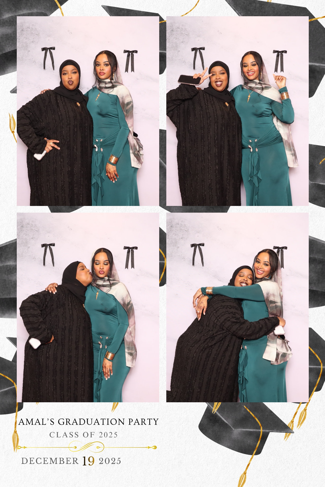 Graduation party photo booth strip of two guests celebrating the class of 2025